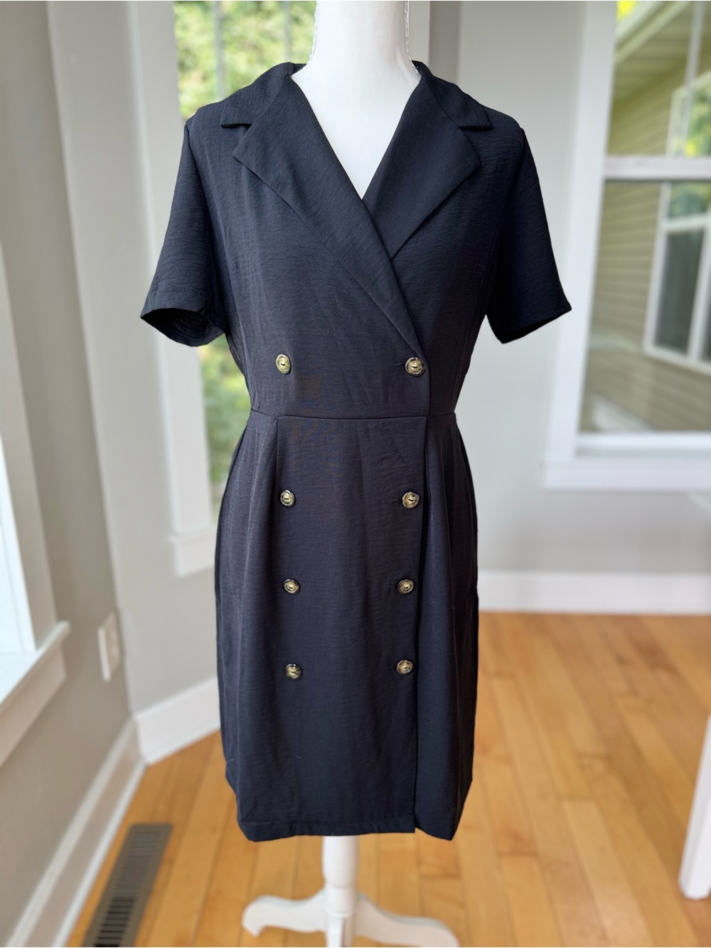 Monteau Black Double-Breasted Mini Dress Size Medium NWT